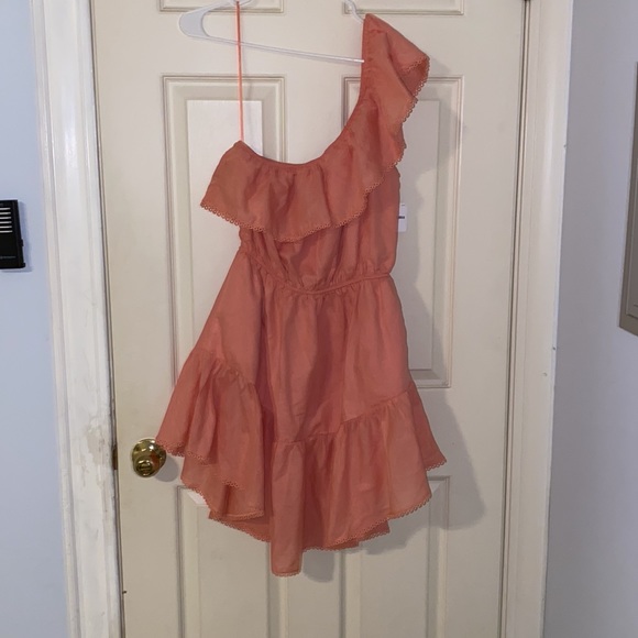 NWT—Free People Lovers’ Lane One Shoulder Dress in Coral Size Medium - Picture 5 of 7